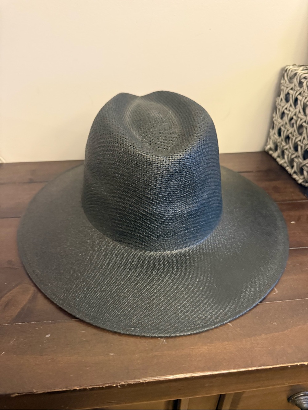 Eclectic Array Black Woven Wide Brim Fedora Hat Boho Resort Style